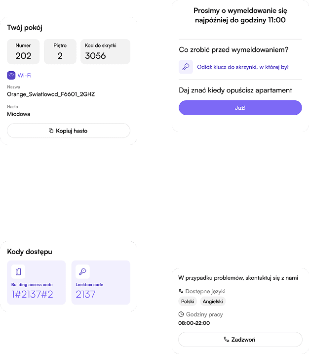 Elementy po zameldowaniu