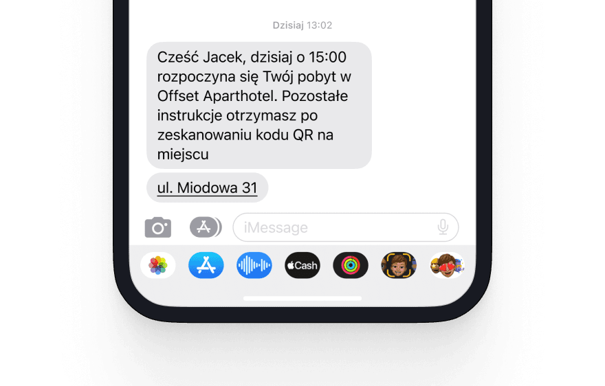 Screen wiadomości powitalnej